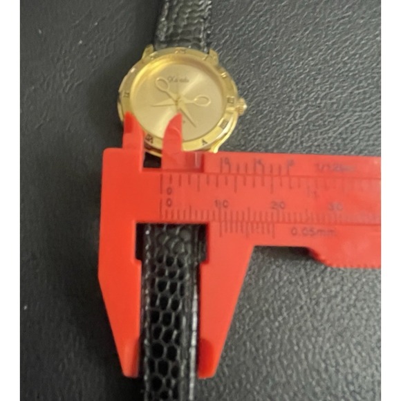 Vintage XANADU Women Watch Scissor Hands WORKS Gold Tone Black Leather Swiss - Picture 16 of 16
